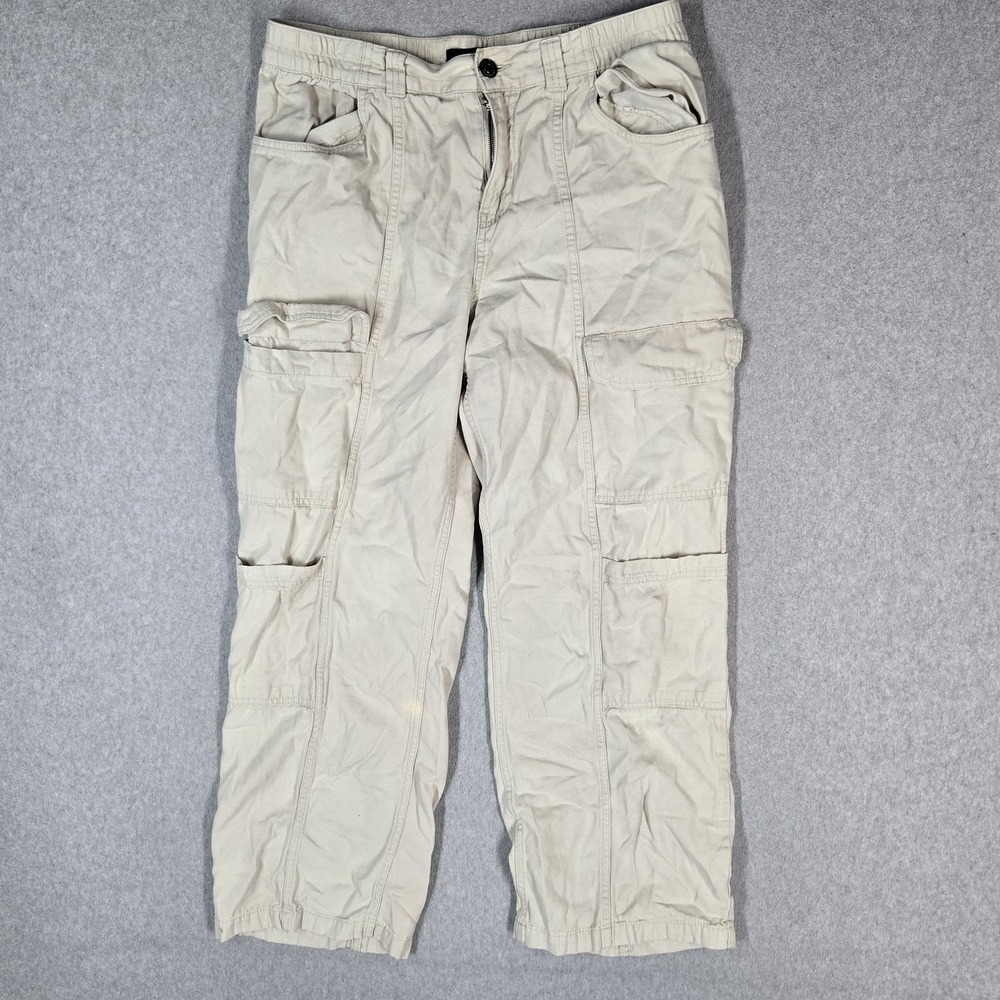 Aeropostale Women Pants L Beige Cargo Pants Canvas Baggy 27" Inseam READ